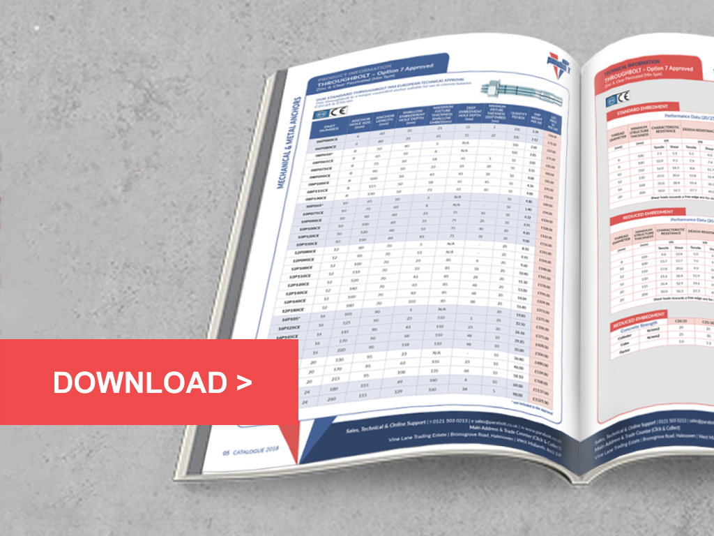 Parabolt Construction Fixings technical catalogue